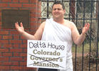 Toga, Toga! Protest at Colorado Gov's Mansion